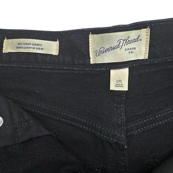 Universal Threads High-Rise Black Denim Shorts Sz 0 27" Inseam 3" - Picture 3 of 3